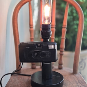 Kodak Camera 1990s Accent Lamp/Nightlight Vintage Handcrafted Upcycled