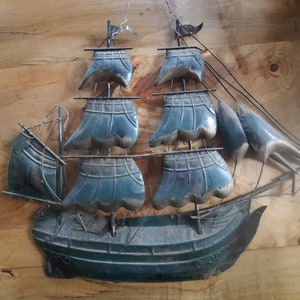 Metal Galleon/Ship Wall Art 3D Vintage MCM Sale Was 115 Now 80