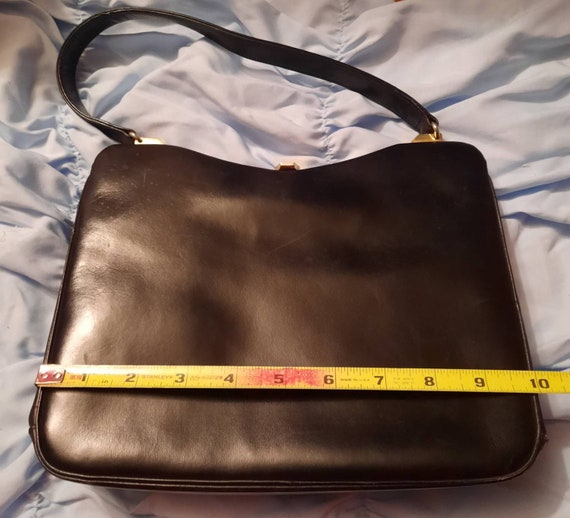 Black Leather Square Top Handle Handbag Mint Cond… - image 8