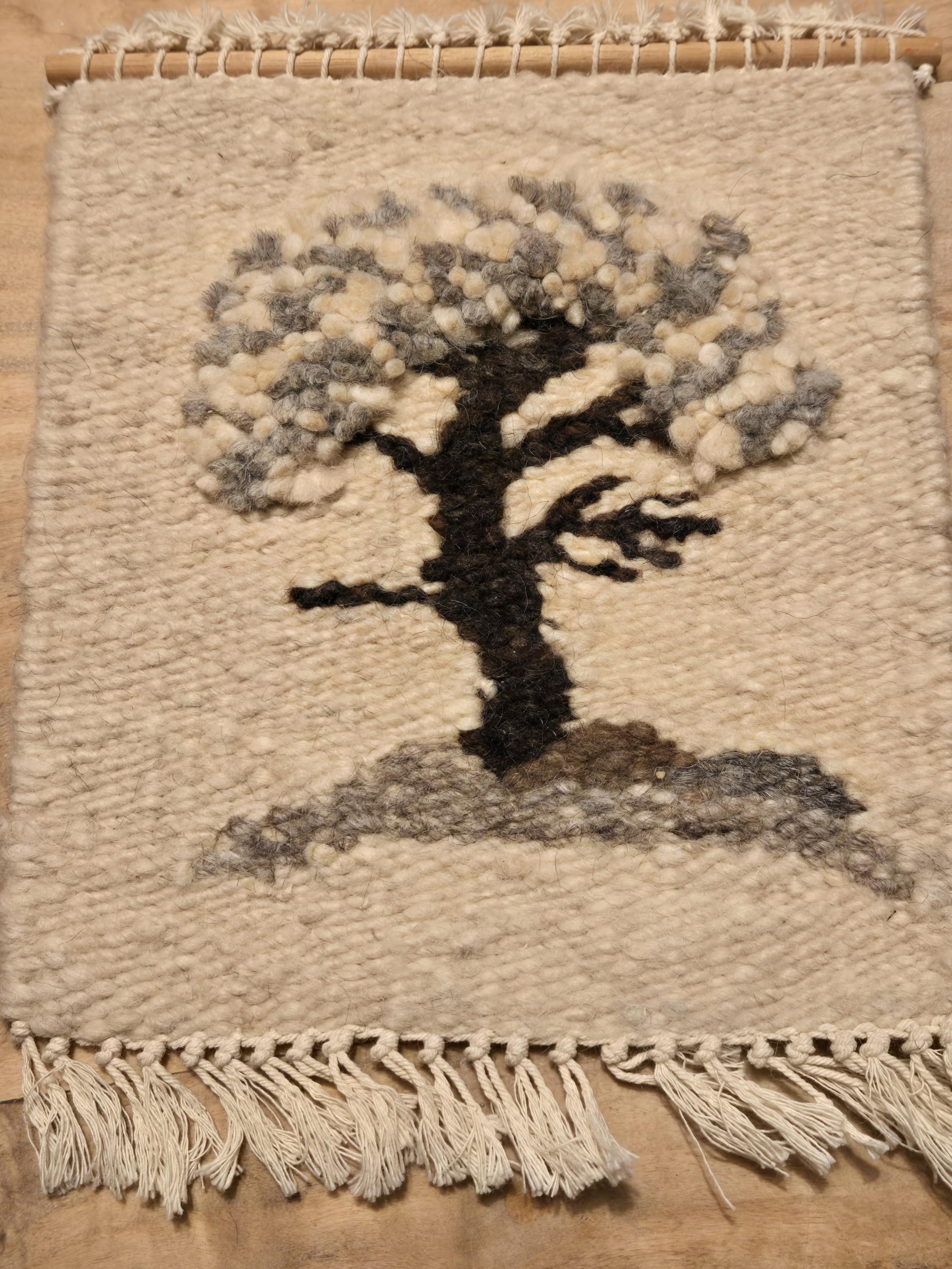 3D Tree Wall Hanging Webschule Karibib Africa Hand Loomed Karakul