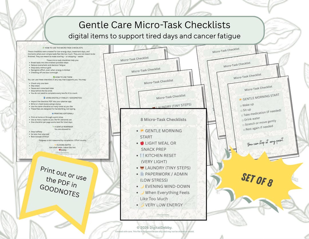 8 Micro-task Checklists Bundle | Cancer Fatigue & Chronic Illness ...