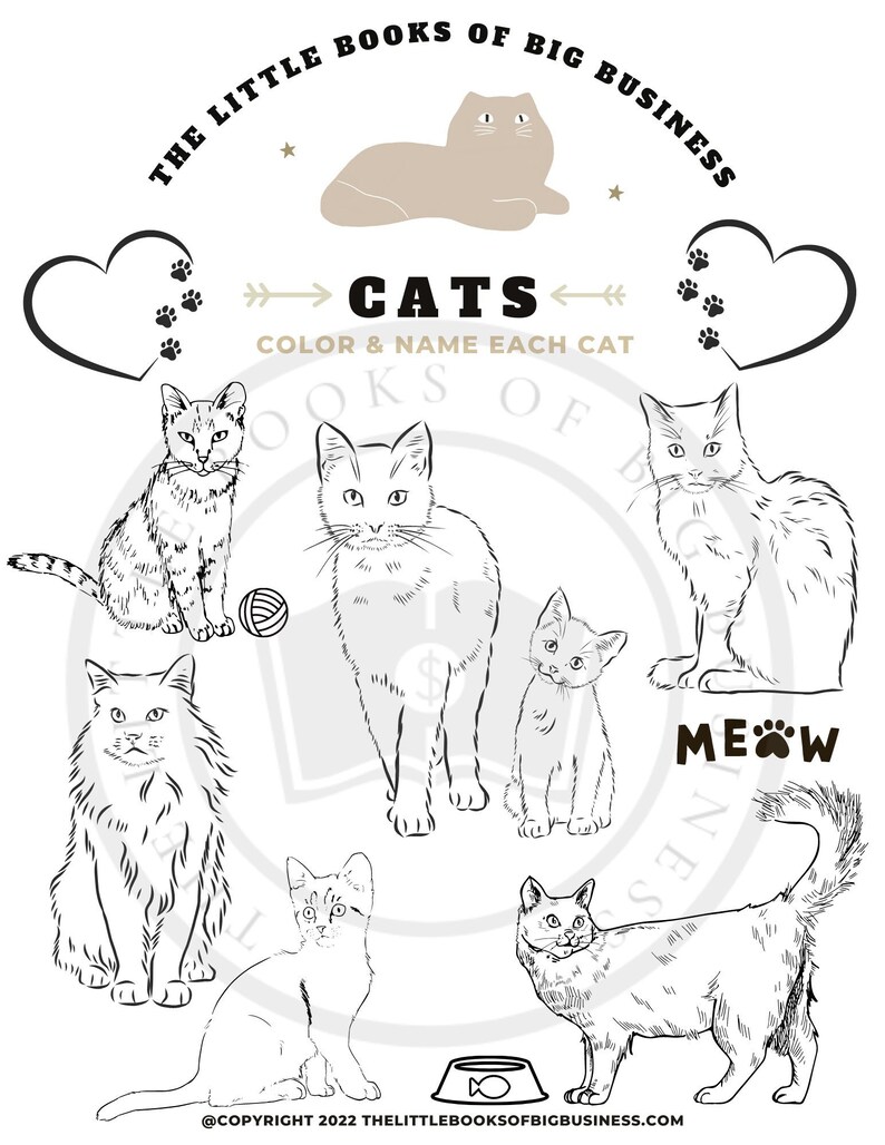Cats Printable Coloring Page Kids Coloring Page Instant Download PDF ...