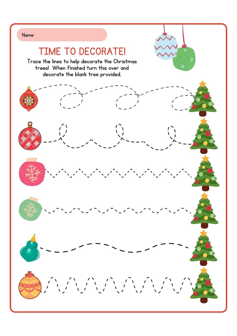 Christmas Tree Activity Sheets Etsy