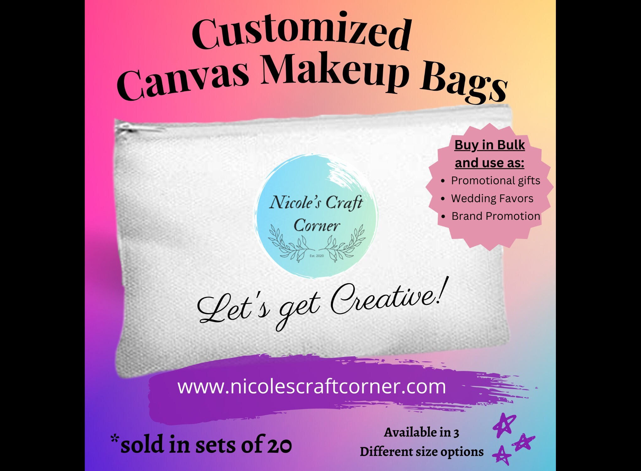 Custom Canvas Makeup Bags, Promotional Gifts, Custom Logo Gifts, Business  Branding Items, Company Promo Gift Bags 