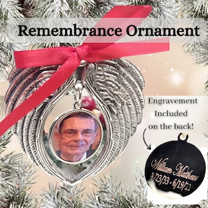 Angel wing Memorial Photo Ornament, Angel wing Memorial photo Rearview mirror decoration, Remembrance gift, Memorial gift