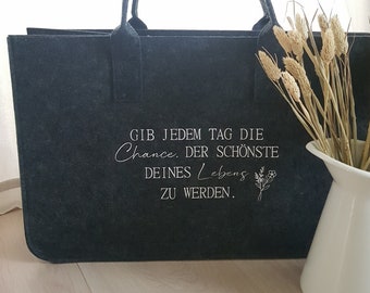 Filztasche | Geschenkidee zu Weihnachten | Geschenke für Sie | Weekender | Geschenkidee zum Geburtstag | Gib jedem Tag die Chance |