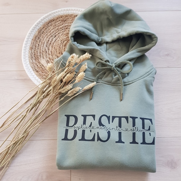 BESTIE Hoodie mit Namen der Freunde | Geschenke für Sie | Geschenk für Freundin