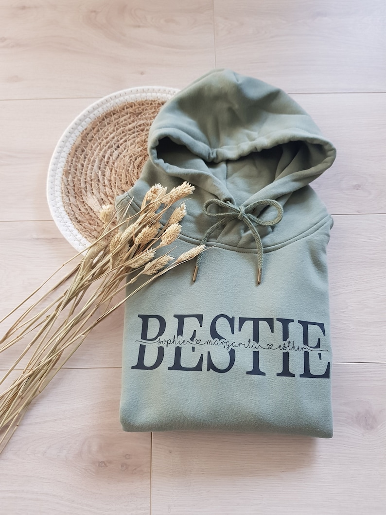 BESTIE Hoodie mit Namen der Freunde Geschenke für Sie Geschenk für Freundin Bild 1