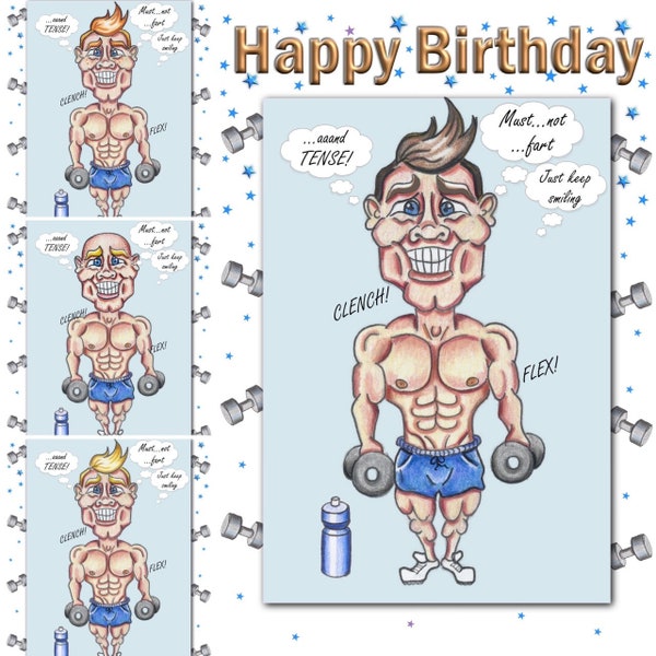 Weight Lifter Birthday Card - Light skin