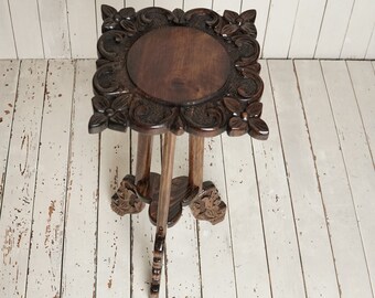 Authentic Coffee Table Made of Natural Walnut Wood with Hand Carving