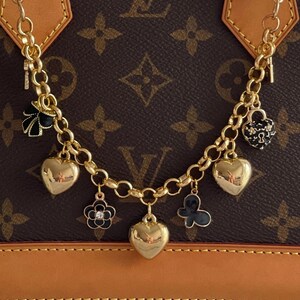 Louis Vuitton - Gold & Beige Enamel Fleur de Monogram Bag Charm Chain