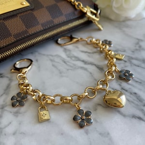 Charcoal Cherry Blossoms Chain Bag Charm