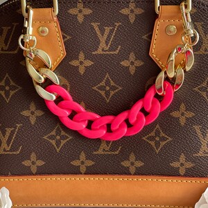 Hot Pink Acrylic Bag Chain Charm.High Fashion, Acrylic Chain.