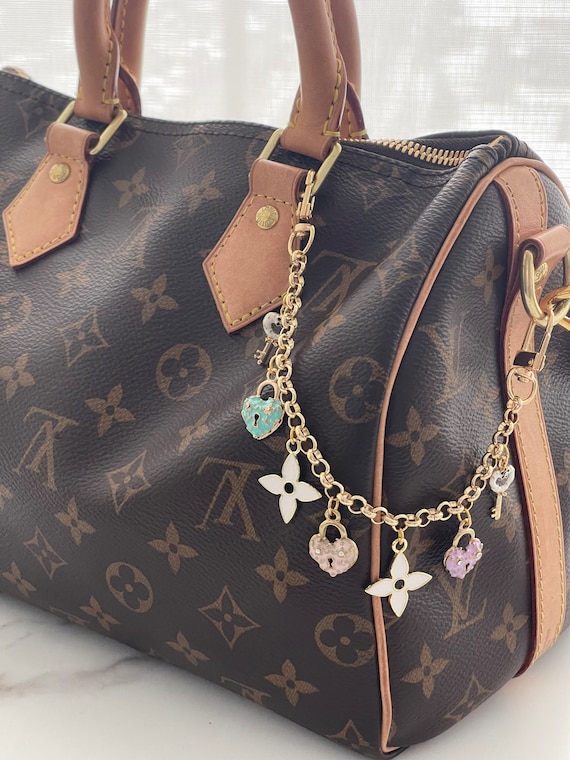 Pastel Multi Color Love Locks & Clovers Chain Bag Charm