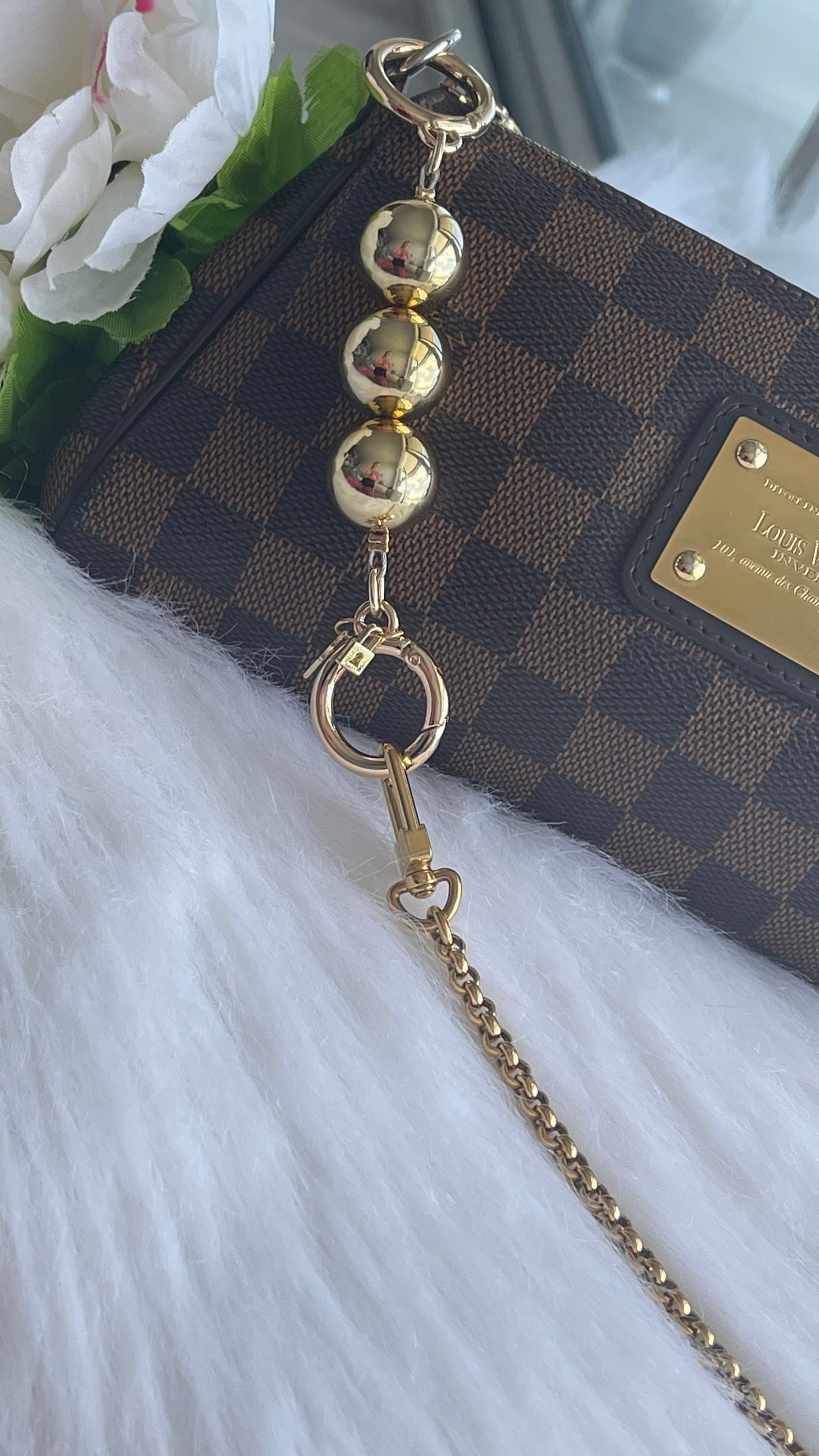 Golden Pearl Strap Extender for Pochettes/clutches/purses 