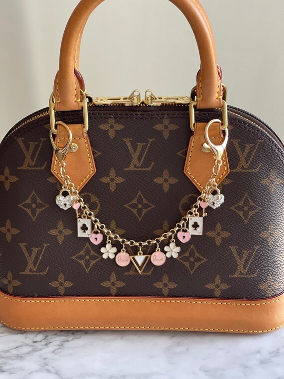 Louis Vuitton Signature Leather Tassel Bag Charm Key Chain Authentic  7" Tassel