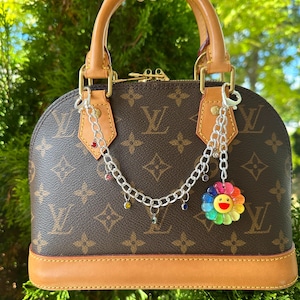 Rainbow Sunflower Bag Charm: Silver Chain Purse Accessory