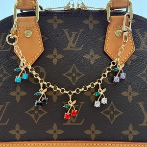 Multi Color Crystal Cherries Chain Bag Charm