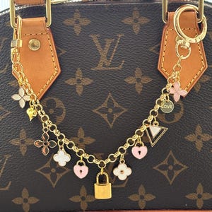 Pink & Gold Multi Charm Bag Chain: Chic Purse Accessory