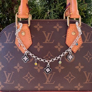 Rhinestone Clover Chain Bag Charm: Multi Color Crystals