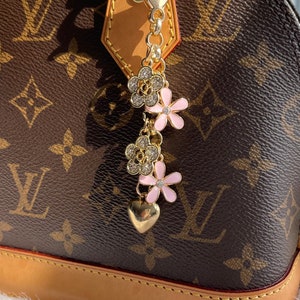 Dije para bolso de mano/dije para cartera/dije para monedero con margaritas rosas y diamantes de imitación