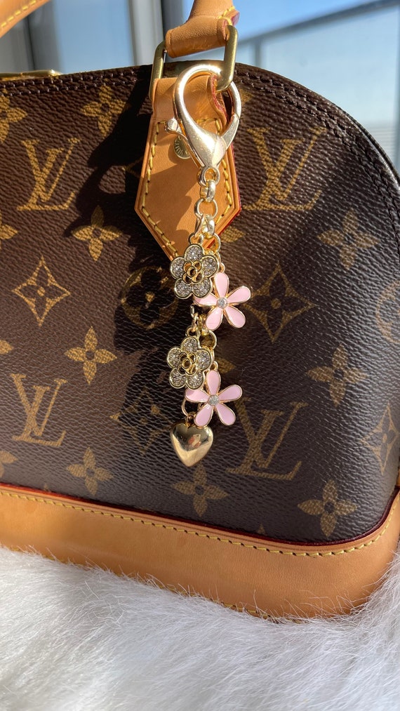 Pink and Rhinestone Daisies Handbag Charm/pochette Charm/purse 