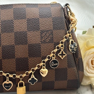 Black & Gold Dainty Multi Charms  Bag Chain  Charm