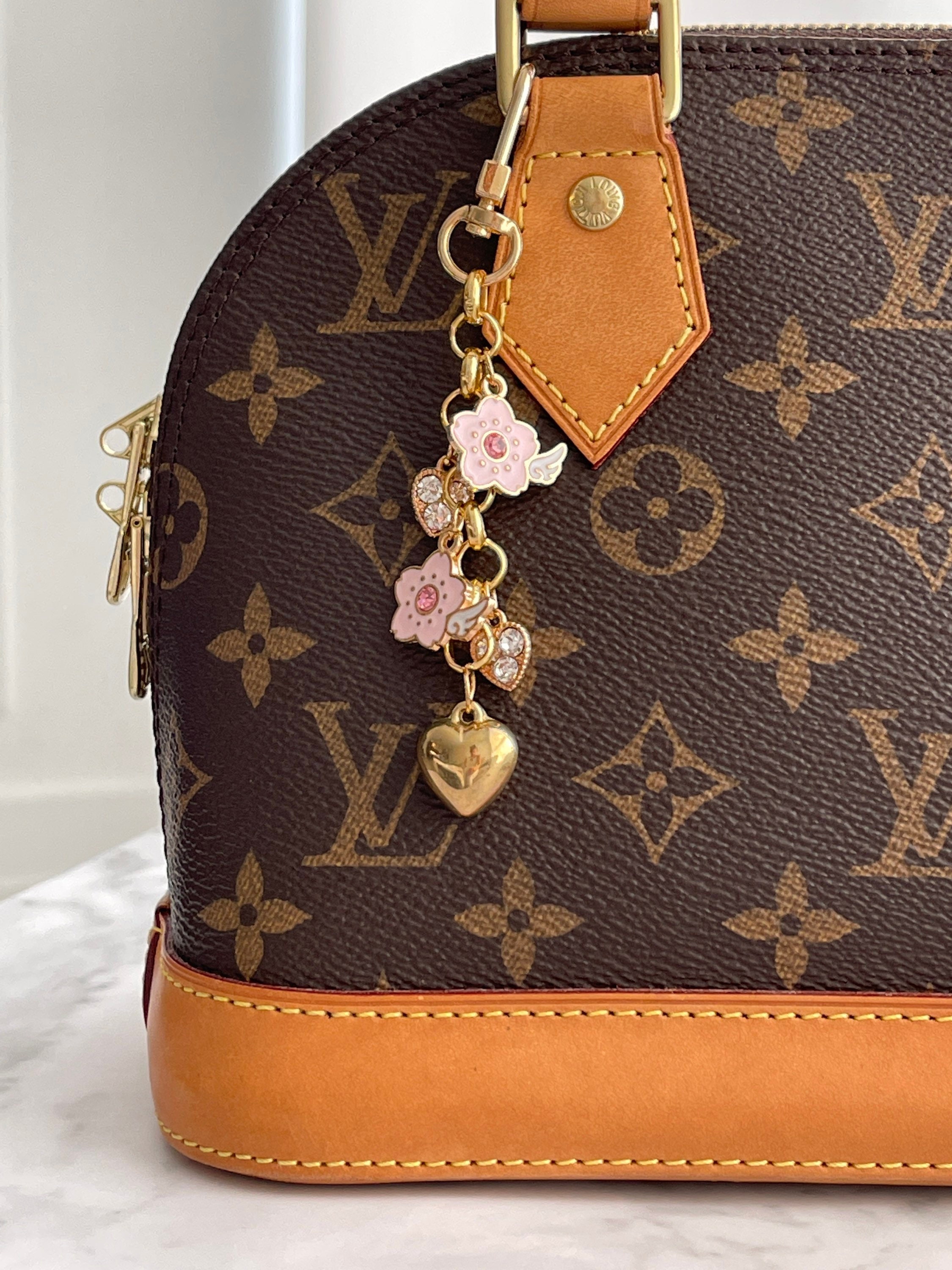 Authenticated Used LOUIS VUITTON Louis Vuitton Pochette Cle BB Alma  Keychain M66181 Monogram Canvas Leather Brown Pink Red Gold Hardware Bag  Charm 