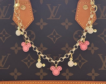 Colgante para bolso con orejas de ratón rosas y perladas: ¡4 colores! Accesorio para bolso en tono dorado.