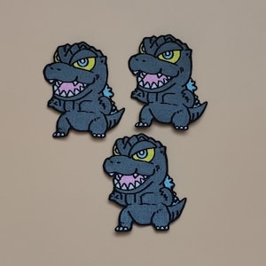 Cartoon Mega Cool Godzilla Patch, Japanse Kaiju Croc, Krokodil, Polo, Parodie, IJzer op Patches, Alligator Badge, embleem Creativitysupply