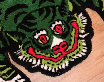 Tibetan Tiger Carpet Green, Animal, Red, White, Hypebeast, Art, Vintage, Handmade, Cat Creativitysupply 2022