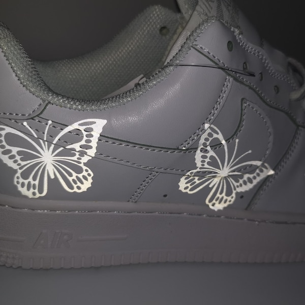 6x Reflective Butterfly Luxury brand Vinyl Heat Transfer | Custom Air Force 1 | Iron On For Shoes | AF1 | Decal HTV | Monogram 3M