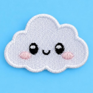 Patch Kawaii de Nuvem – Patch termocolante bordado fofo – Emblema de Nuvem Feliz – Patch com estética pastel – Patch Kawaii para jaqueta e bolsa