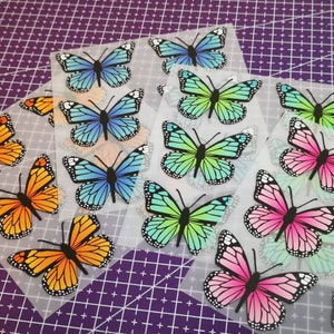 6x Colorful Butterfly Iron-on heat transfer Sneaker decal clothing patch AF1 custom sneaker pink, green, orange, blue Creativitysupply 2022