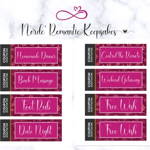 Nice & Naughty Love coupons, 16 coupons for couples, printable, Downloadable PDF love coupon template