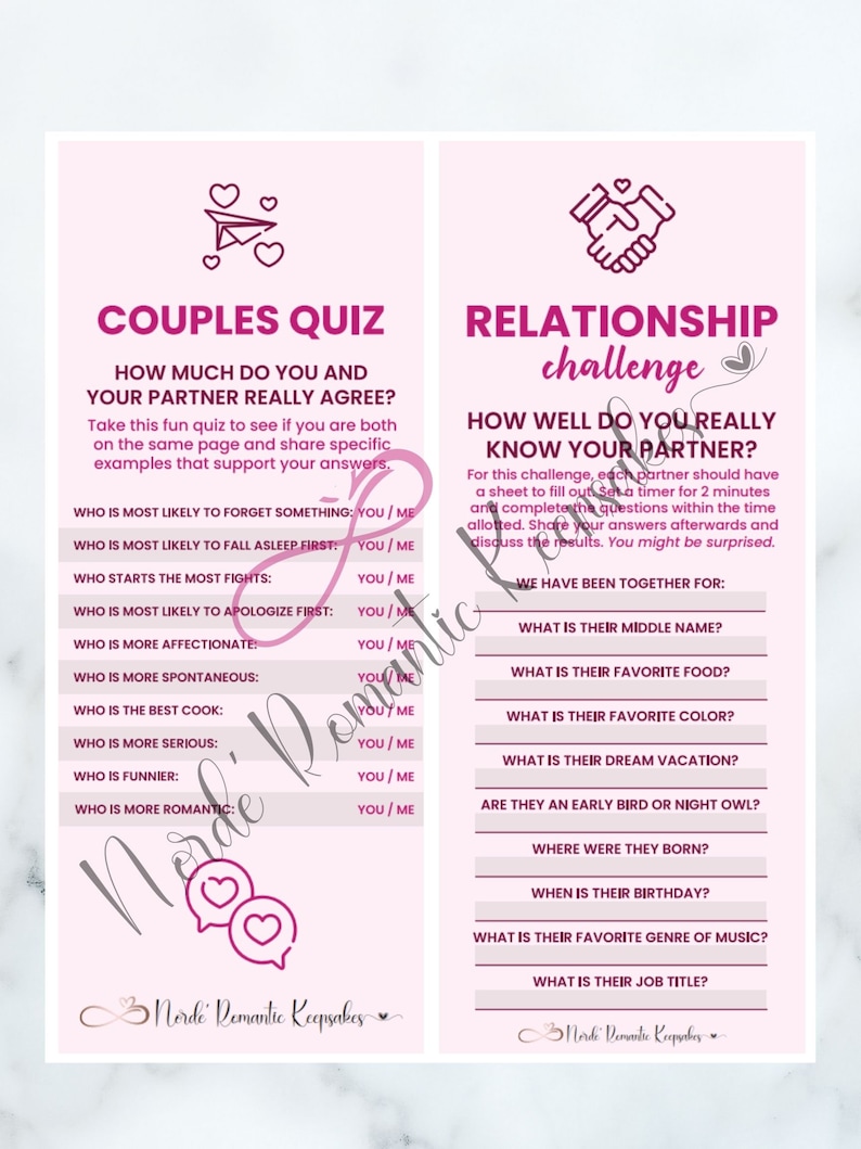 Couples Game Bundle, 2 in 1 Downloadable and Printable Couples Games