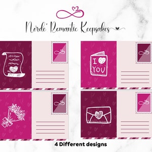 Pacote de cartões postais digitais EU TE AMO, modelo de cartão postal, cartão de dia dos namorados para impressão, cartão de dia de Galentines