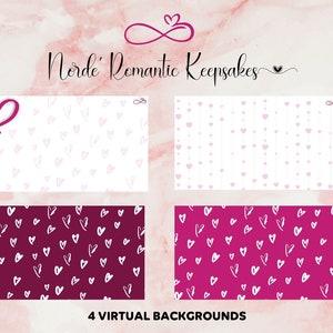 4 different Romantic digital background, Downloadable virtual  zoom PNG background, Digital backdrop