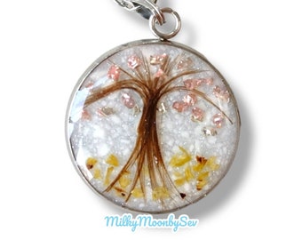 Family tree gift for wife, tree of life breastmilk keepsake, hair pendant, breastmilk cord and hair jewellery, memorial hair and ashes gift