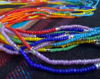 Rainbow Waist Beads • Multicolored Ghanaian Handmade Beads, 50 Inch