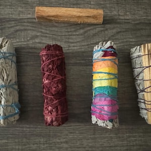 Smudge Sticks: White Sage, Palo Santo, Dragon Blood, Chakra Sage