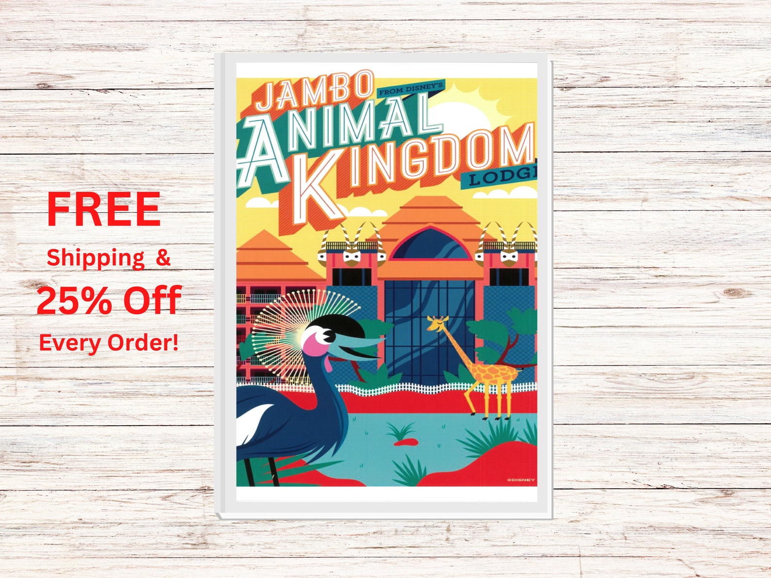 0089 Disney Animal Kingdom Lodge Hotel Poster. Disneyland Etsy
