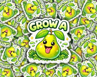 Sticker Grow a Pair Pear, grappige vulgaire humor, laptopsticker