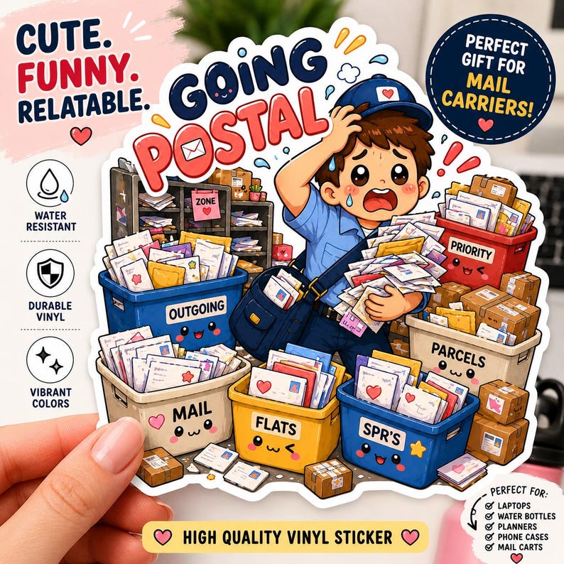 Outgoing Sticker Going Postal Sticker, Funny Mail Carrier, Overwhelmed Worker Decal ...