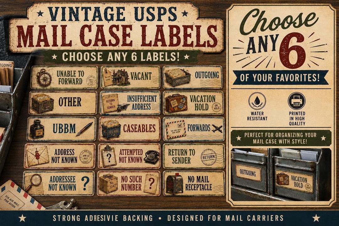 Nixie Sticker Usps Vintage USPS Mail Case Labels | Custom Retro Postal Organizer Stickers ...