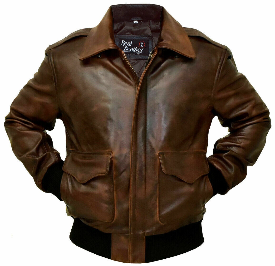 Shane Brown Leather Bomber Jacket - SML-216