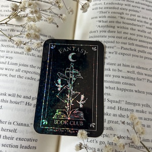Sticker club de lecture fantastique | allumez l&#39;autocollant | autocollant livresque | autocollant pailleté | cadeau pour amoureux des livres