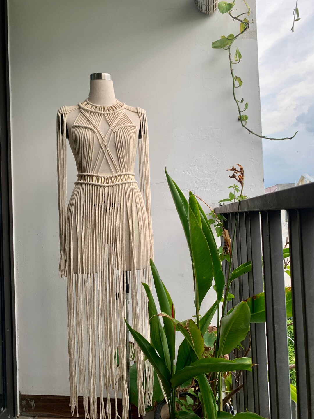 Beige Color Macrame Long Dress Festival Goddess Festival Etsy