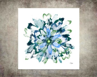 Blue Wildflower Fine Art Print: Abstract Floral, Hand-Drawn Flower artwork