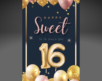 Photo Booth Screen/Sweet 16/Tap to Start Screen/Touch To Start Screen/Photo Booth Attract Screen/Welcome Screen/Mirror Booth or Ipad